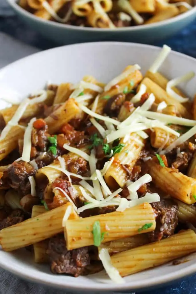 Hearty slow cooked beef and mushroom ragu is the perfect lazy weekend dinner. Cooked at a low heat over 4 hours, it comes out bursting with rich flavour.