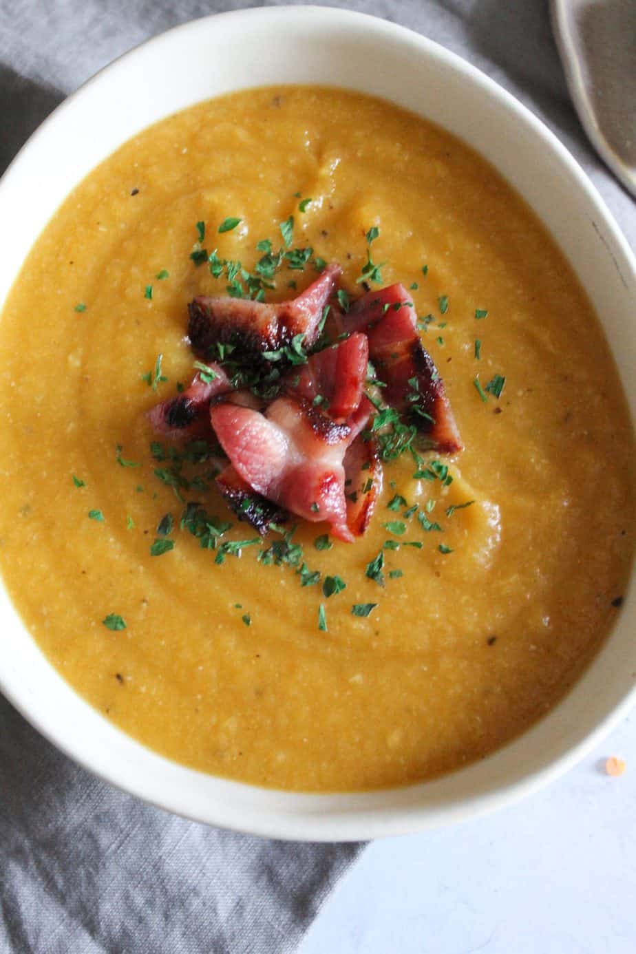 Scottish Red Lentil Soup with Bacon