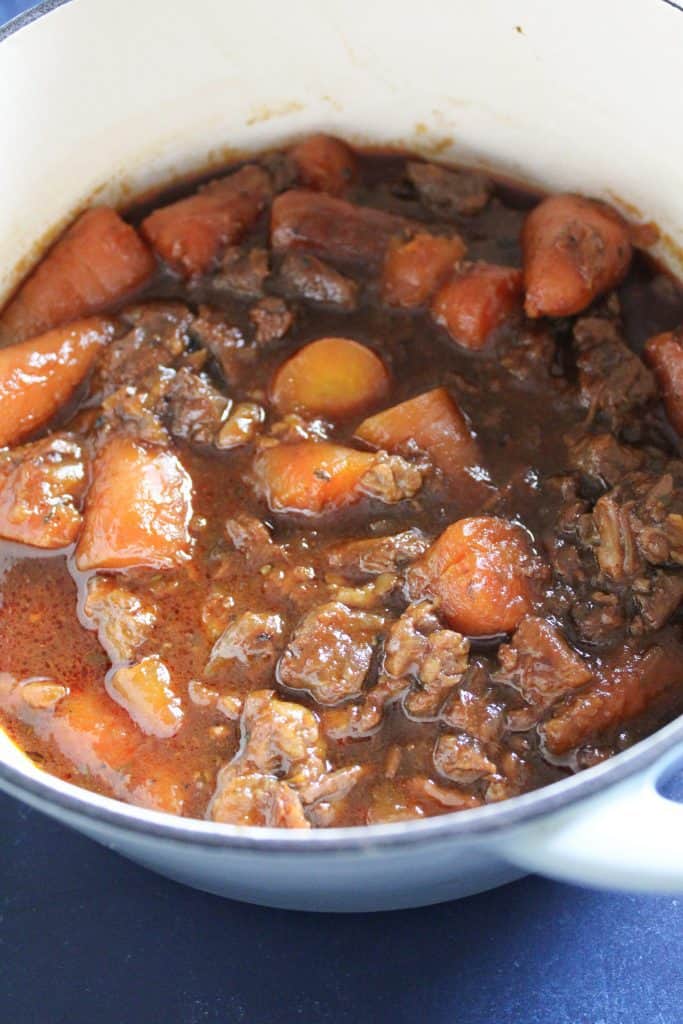 Slow cooked beef shin and ale stew 