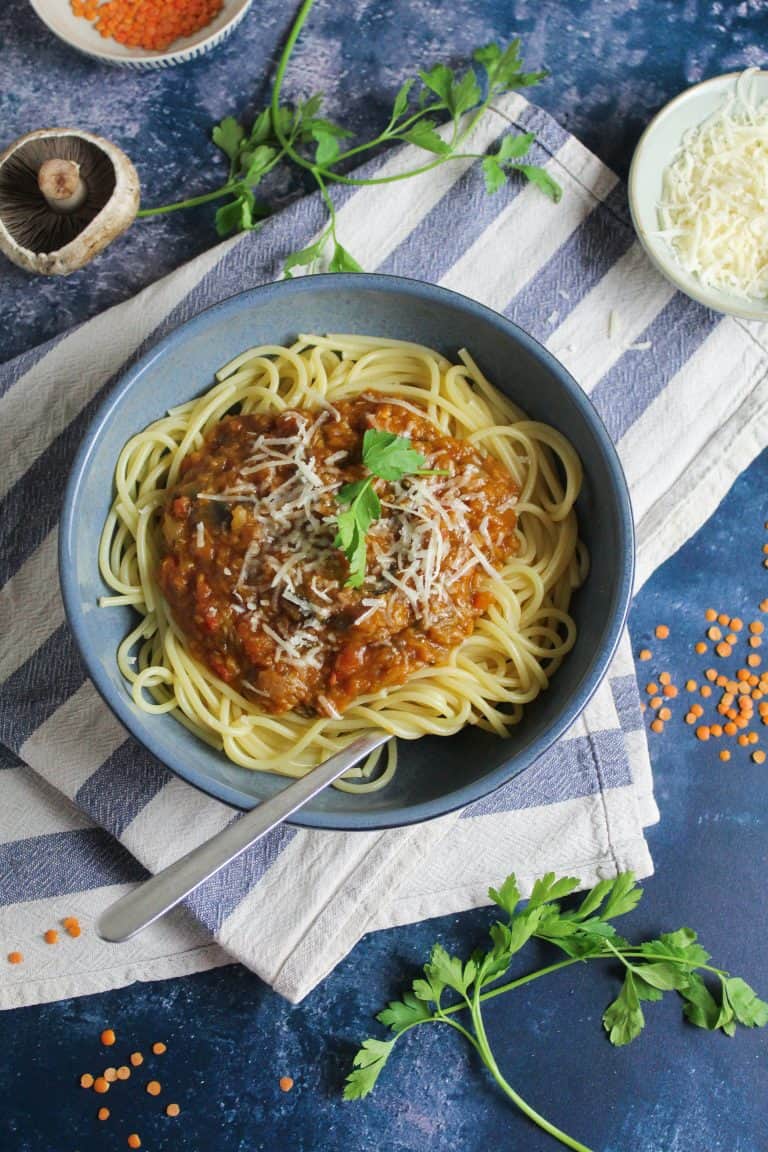 Vegetarian Lentil and Mushroom Bolognese