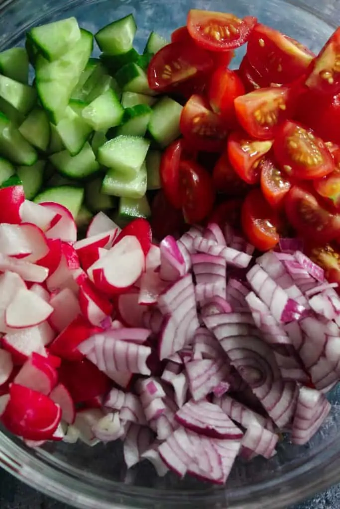 Chopped salad ingredients
