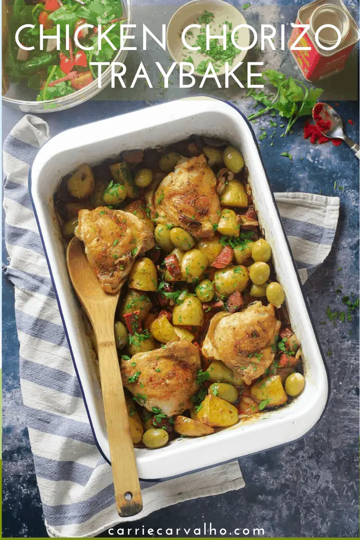 Chicken and Chorizo Tray Bake with Potatoes and Olives