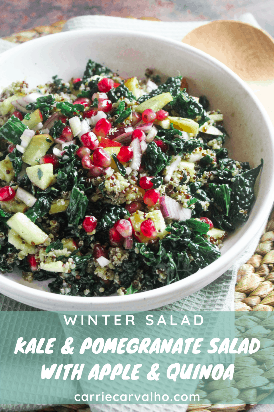 Kale and Pomegranate Salad with Apple and Quinoa