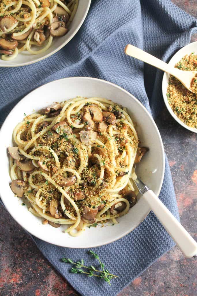 Garlic Mushroom Pasta with Herby breadcrumbs 