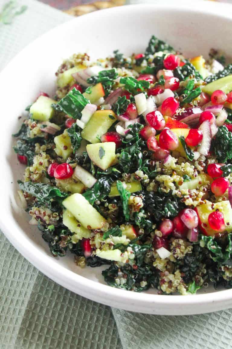 Kale and Pomegranate Salad with Apple and Quinoa