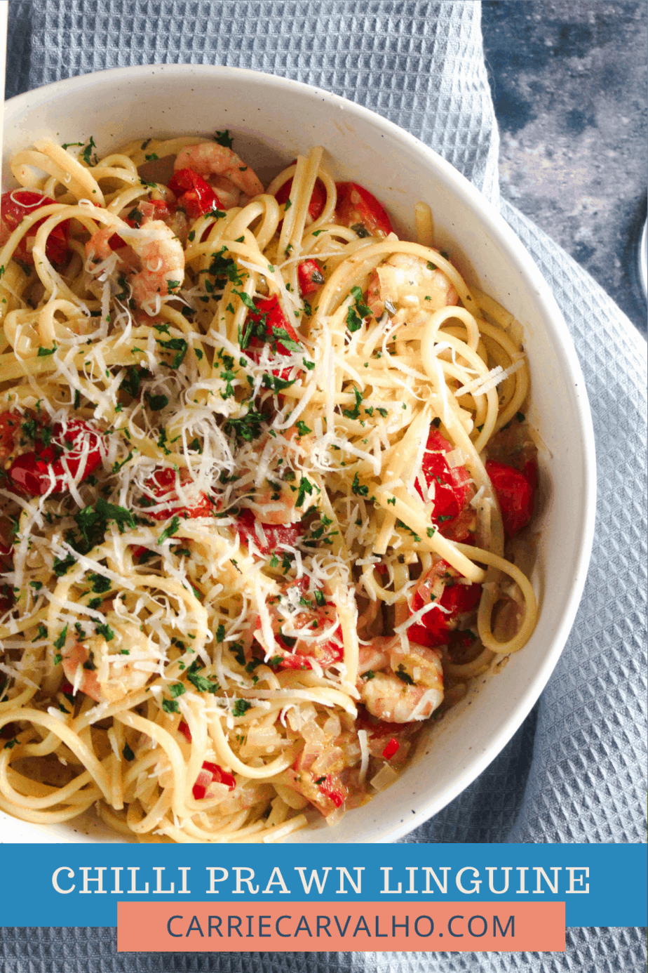 Chilli Prawn Linguine with Tomatoes and White Wine