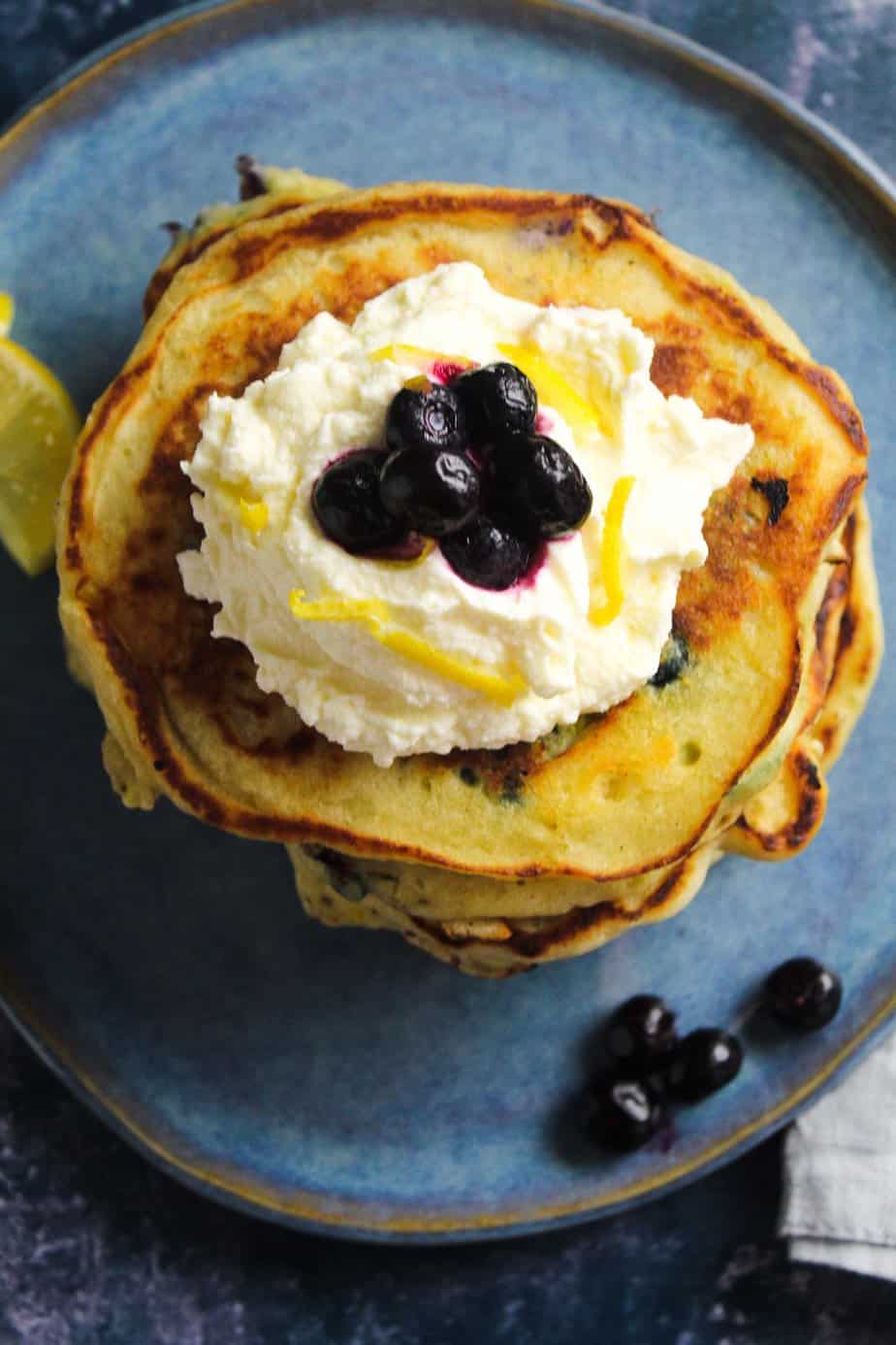 Lemon Blueberry Pancakes with Lemon Mascarpone