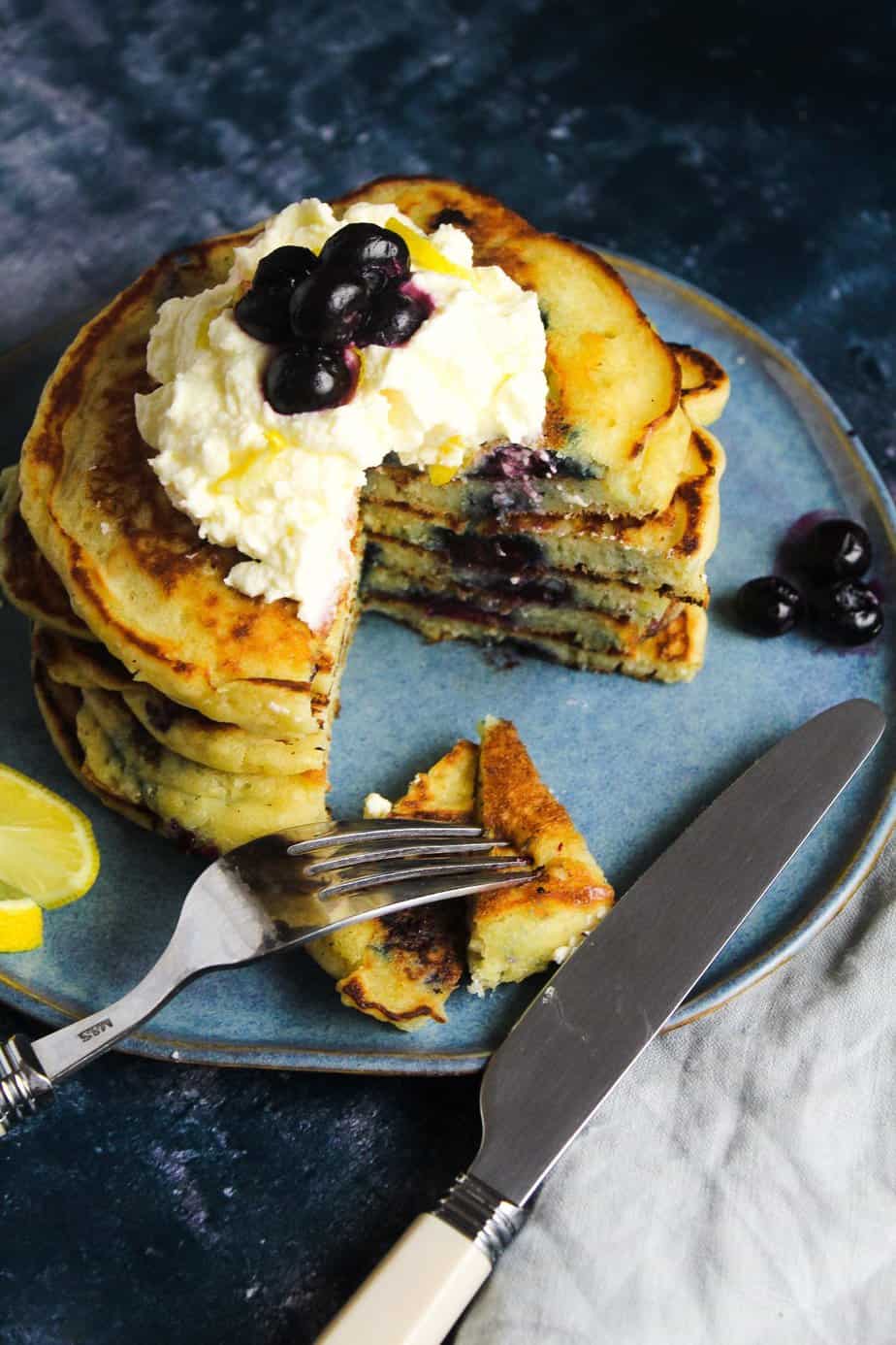 Lemon Blueberry Pancakes with Lemon Mascarpone