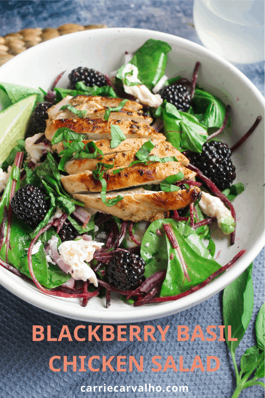 Blackberry Basil Chicken Salad with Honey Lime Dressing