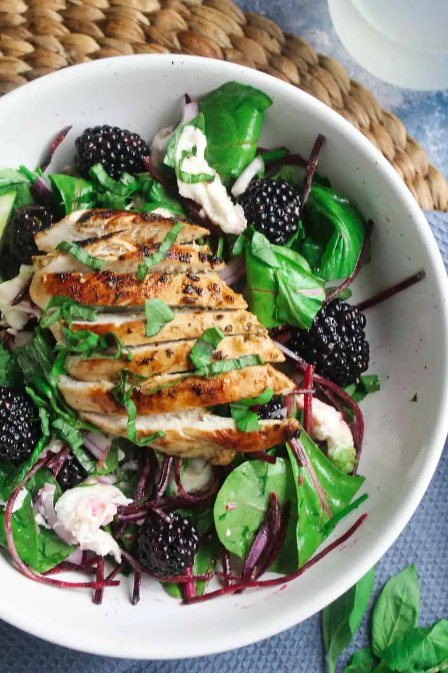 Blackberry Basil Chicken Salad with Honey Lime Dressing