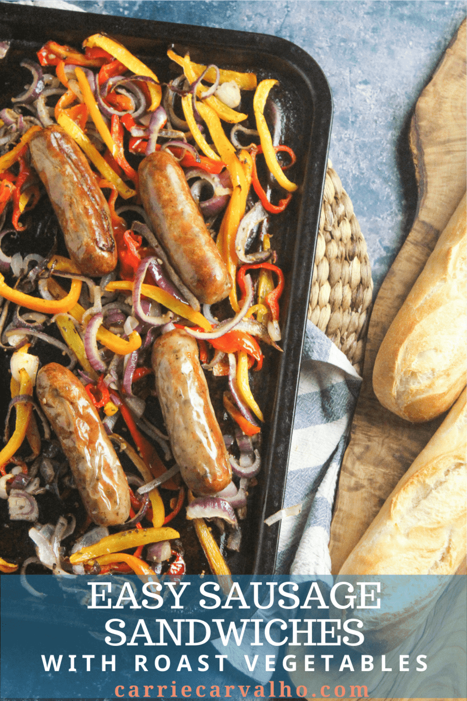 Sausage Sandwiches with Roast Peppers and Onion