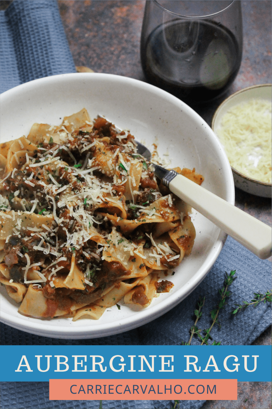Slow Cooked Aubergine Ragu with Pappardelle