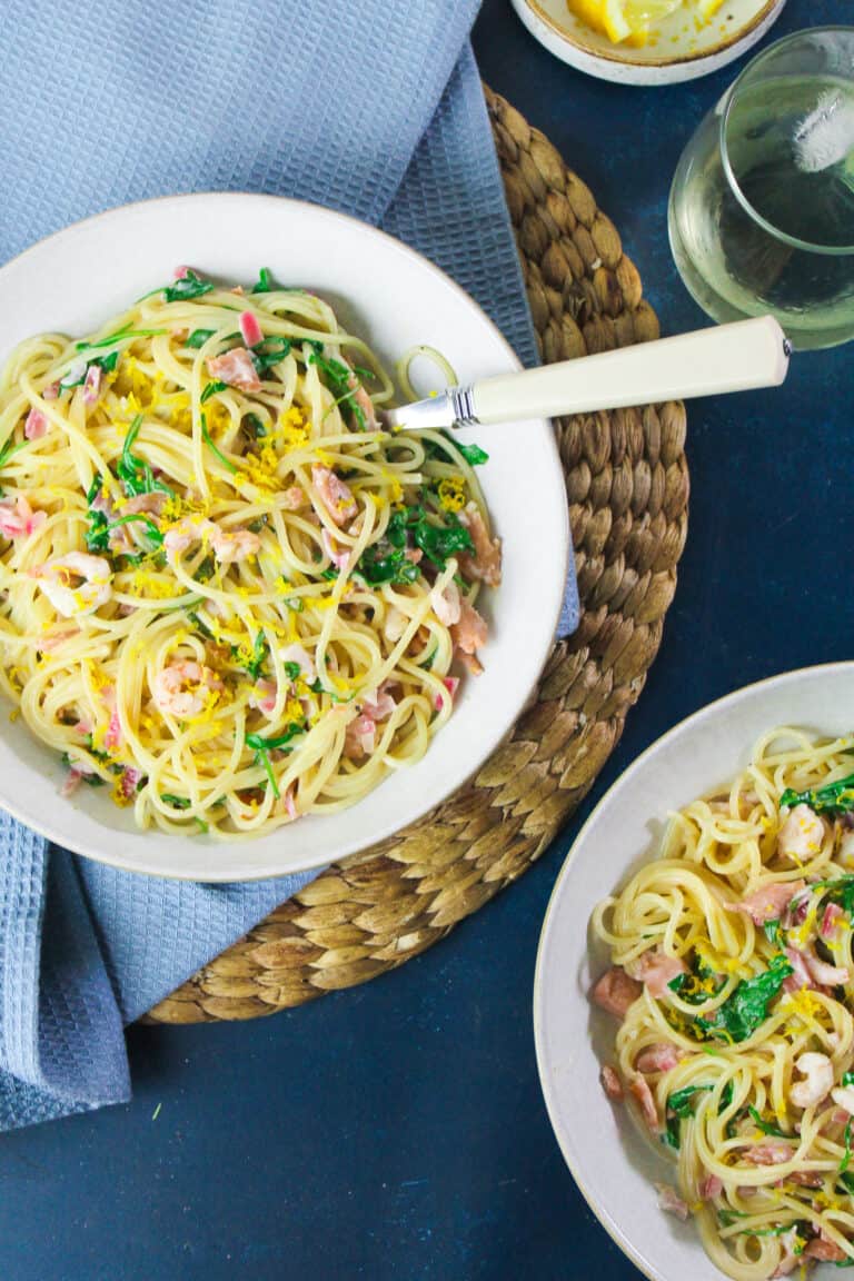 Smoked Salmon and Prawn Linguine