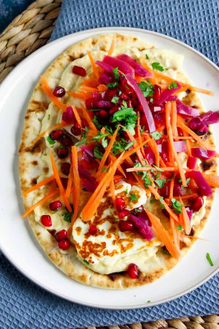 Halloumi Flatbread with Hummus