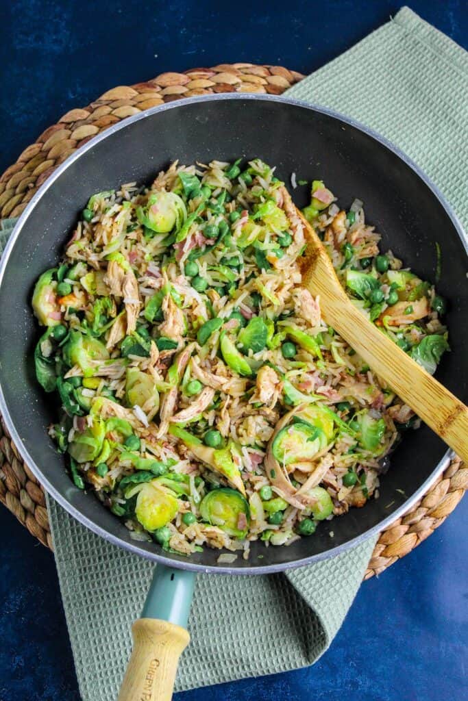 Turkey Fried Rice with Brussels Sprouts