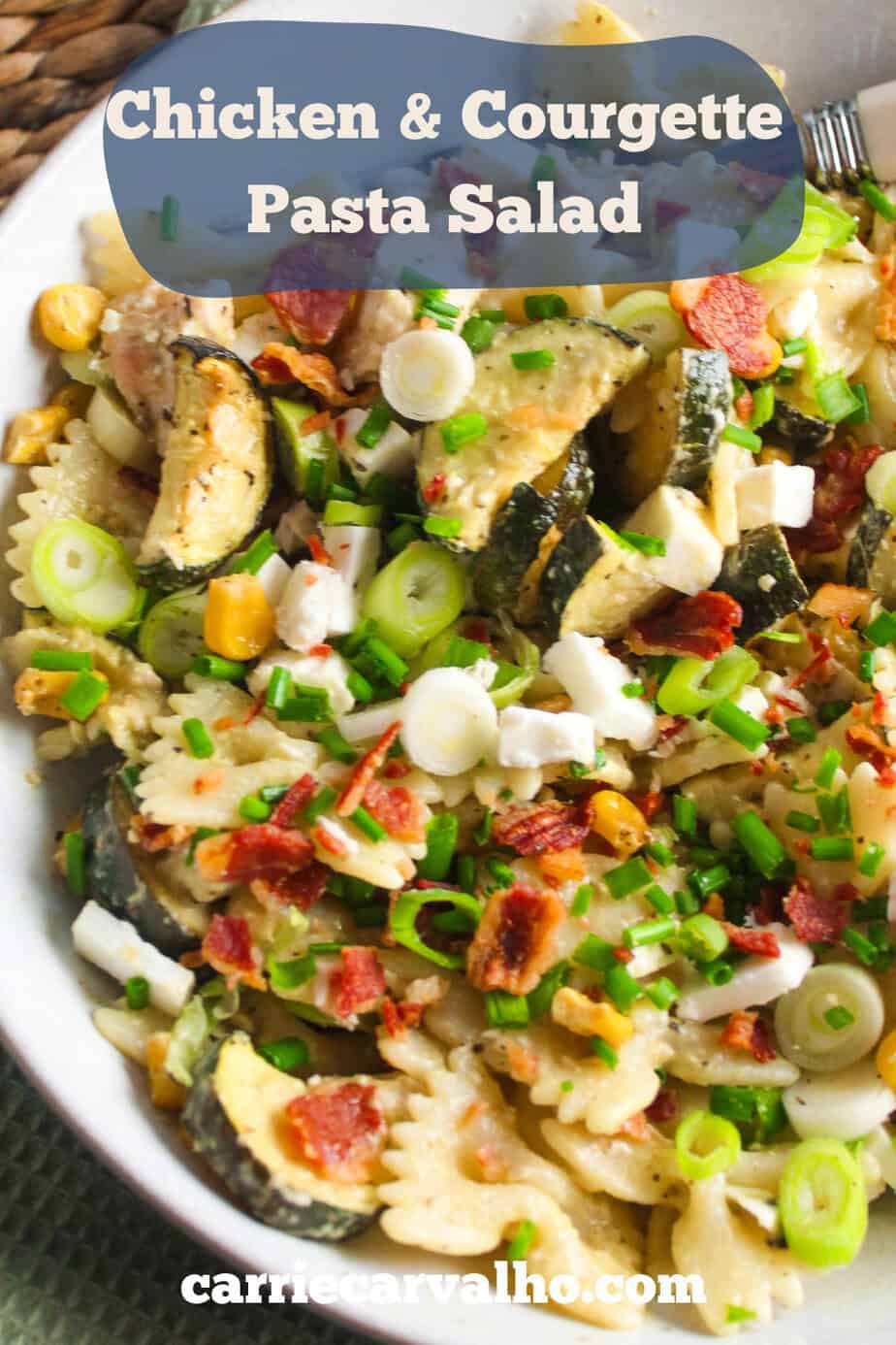 Chicken and Courgette Pasta Salad with Feta and Corn