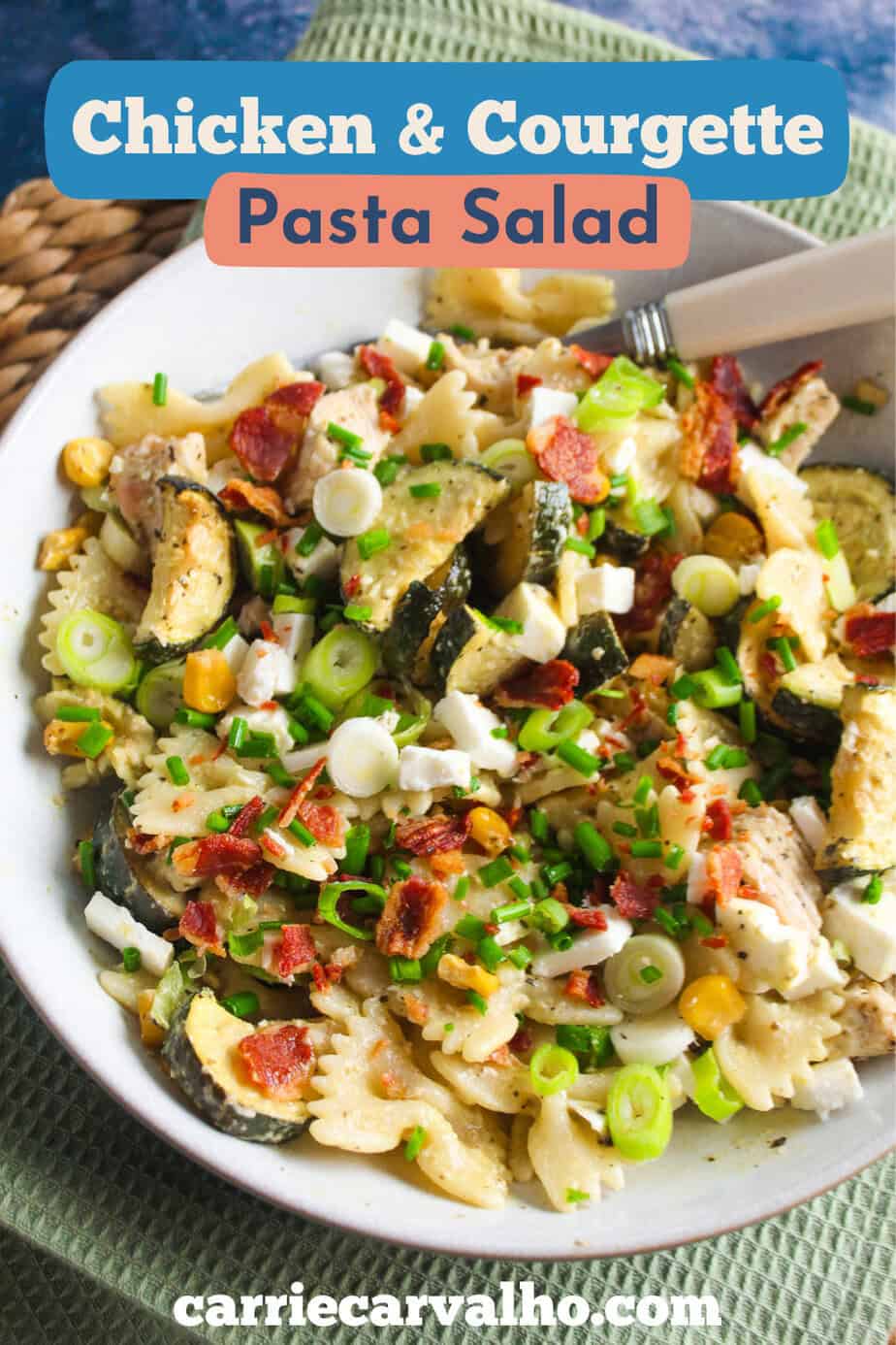 Chicken and Courgette Pasta Salad with Feta and Corn