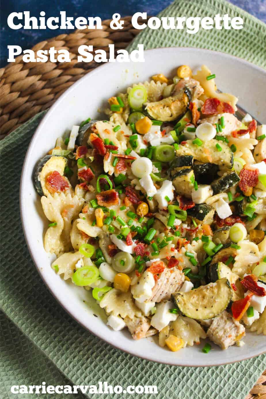 Chicken and Courgette Pasta Salad with Feta and Corn