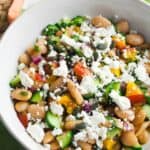 White bean salad with feta cheese.
