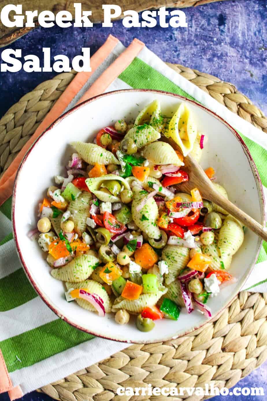 Greek Pasta Salad with Chickpeas