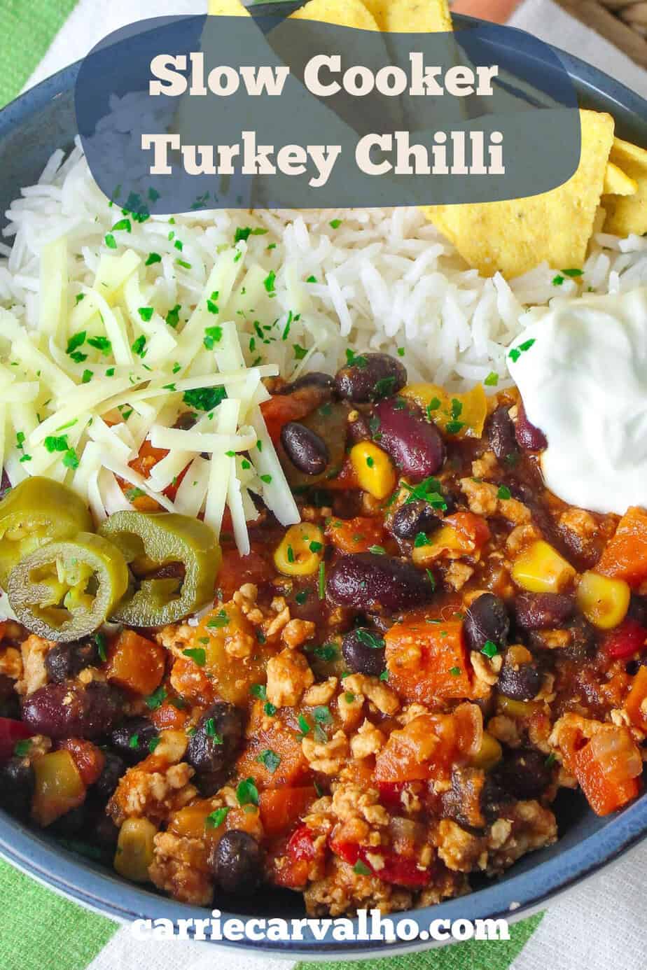Slow Cooker Turkey Chilli with 5 Veggies