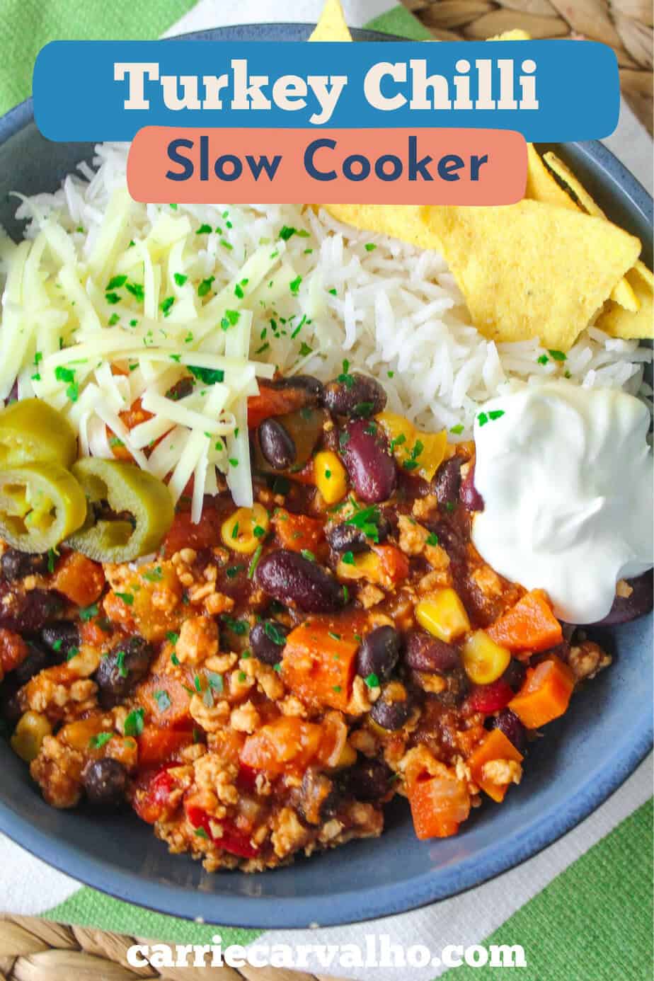 Slow Cooker Turkey Chilli with 5 Veggies
