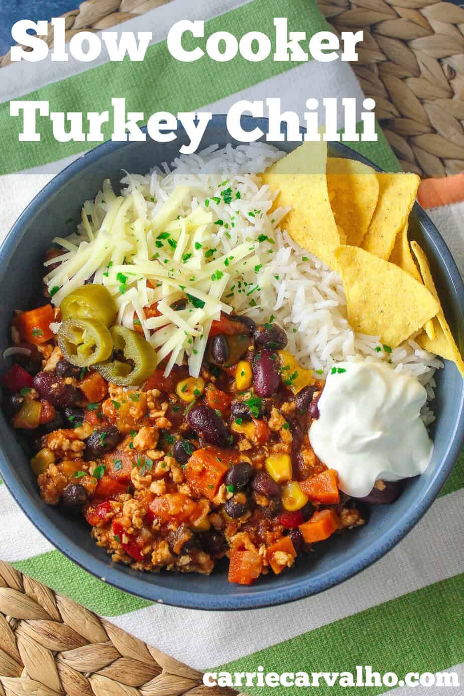 Slow Cooker Turkey Chilli with 5 Veggies