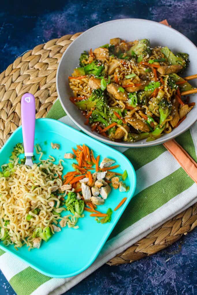 Delicious stir-fry noodles with colorful vegetables and chicken, perfect for healthy dinners and quick meals.