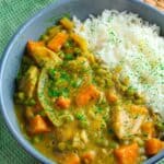 Slow cooker chicken curry and rice.