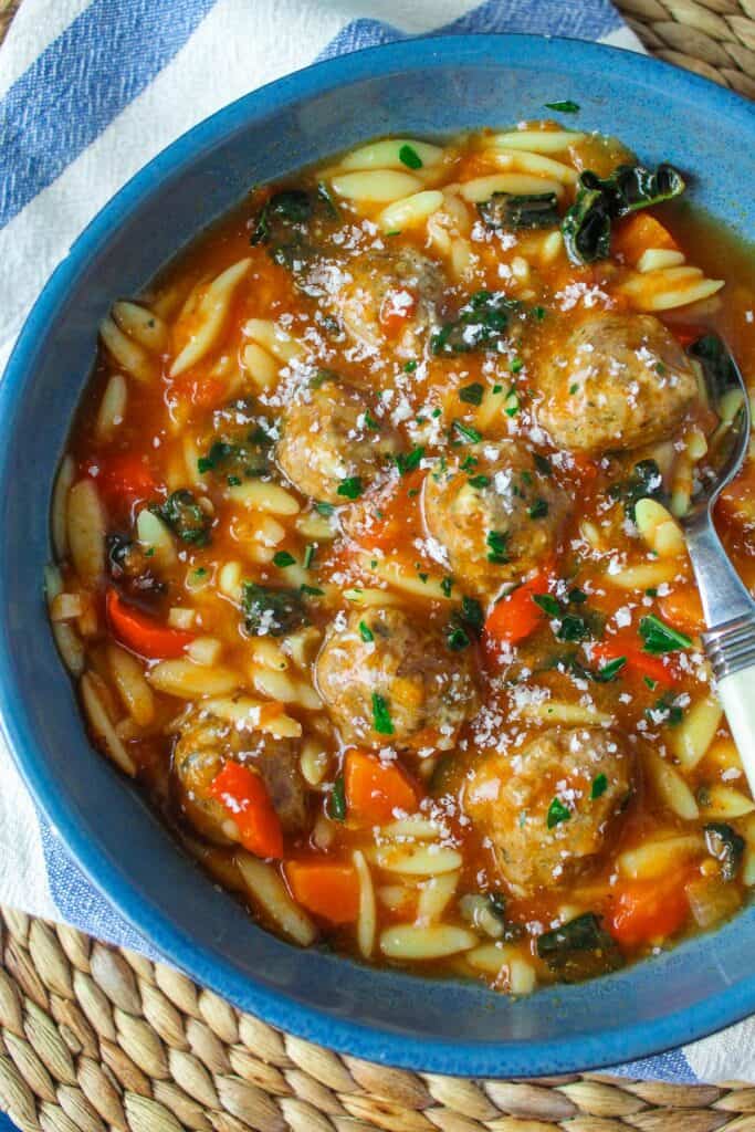 Italian Meatball and Orzo Soup