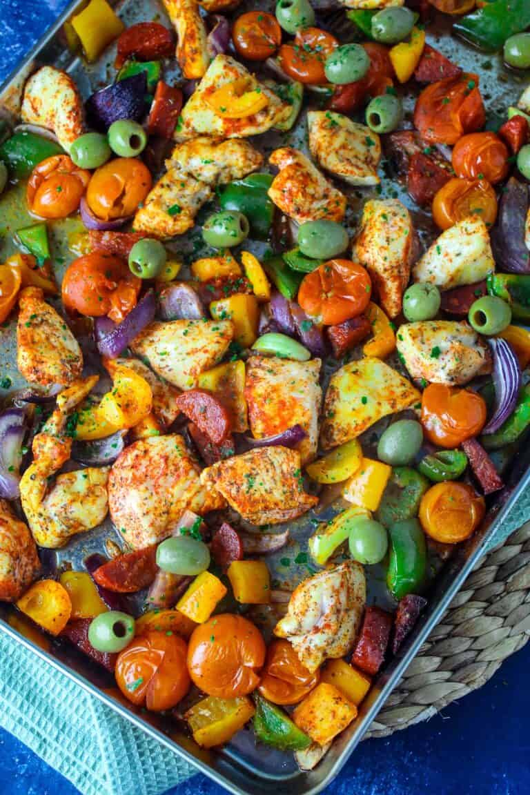 Spanish Chicken Traybake (Easy 30 Minute Dinner)